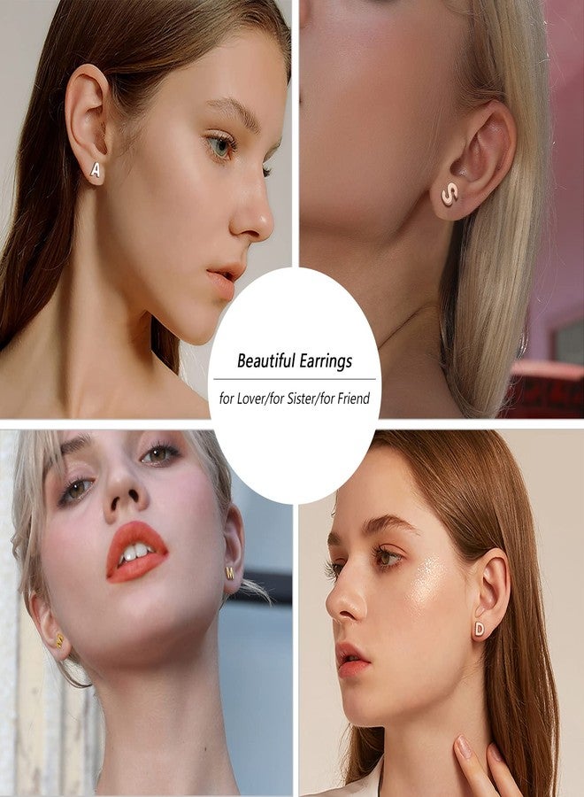 PROSILVER Gold Stud Earrings for Women Initial Stud Earring Hypoallergenic Gold Plated Earrings Letter C Womens Trendy Dainty Studs Jewelry Small Earings - Image 4